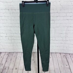 Outdoor Voices SeamlessRib 7/8 High Rise Leggings Green Textured Ribbed No Size